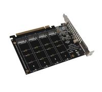 Aramox Carte Adaptateur M.2 PCIE Convertisseur 4 Ports NVMe SSD vers PCIE X16 avec Indicateurs LED pour Une Extension Haute Vitesse sur Les Cartes Mères (ph44)