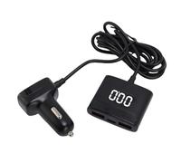 Aramox Chargeur de Voiture, Chargeur de Voiture USB C 78 W 5 Ports ABS PD30W Charge Rapide avec Double Affichage Numérique de la Tension Câble de 4,9 Pieds pour Les Passagers des Sièges Avant et