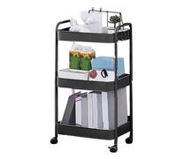 Aramox Chariot Roulant Utilitaire à 3 Niveaux, Chariot de Rangement en Acier au Carbone avec roulettes, Conception à 3 étagères Mobiles pour Cuisine, Salle de Bain, Chambre à Coucher, Salon, (