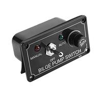 Aramox Commutateur de Pompe de Cale Manuel, Panneau avec Indicateur LED 12V, 3 Positions Manuel/Arrêt/Auto, Noir, ABS, 90x50mm, pour Bateau