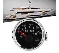 Aramox Compteur de Température d'eau de Bateau, Jauge en Acier Inoxydable étanche IP67 40-248F, pour les Applications Marines et RV (Cadran noir couvercle argenté)