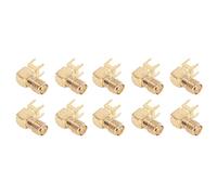 Aramox Connecteur SMA RF, Adaptateur Coaxial OFC à Montage sur Panneau à 90 Degrés, Base d'antenne PCB 50 Ohm 4 Broches, Paquet de 10 pour Systèmes GPS, Routeurs WiFi, Récepteurs, Scanners,