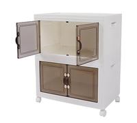 Aramox Conteneur D'état Pliant Récipient de Rangement Polyvalent avec Roues pour Salles de Bains, Placard - Transparent, 2 -Pack de 2 (1 Couche) (2 Couches)