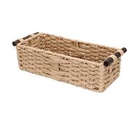 Aramox Corbeille de Rangement Décorative Tissée élégante avec Poignées en Bois, Panier de Papier Toilette pour Salle de Bain, Cuisine, Bureau, Panier de Rangement en Corde de Papier Rustique