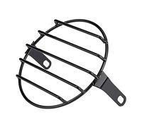 Aramox Couvercle de Grille de Phare de Moto en Fer, Support Latéral Rond de 6,5 Pouces pour Cruiser Chopper Cafe Racer, Grille Oblique Noire pour Style Vintage et Protection contre les Rayures