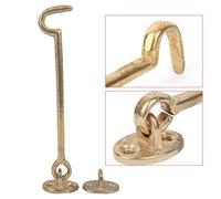 Aramox Crochet de Cabine en Laiton, Serrure de Porte à Loquet à œil Robuste, Crochet en Laiton Résistant aux Intempéries pour Fenêtres et Portes dans les Bureaux et les Maisons (Couleur laiton)