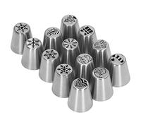 Aramox Embouts de Glaçage de Fleurs de Noël Embouts de Décoration de Gâteaux en Acier Inoxydable 13 Pièces avec Motifs de Cloches d'arbre de Flocon de Neige pour Cupcakes, Biscuits et Pâtisseries