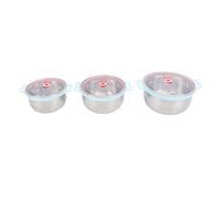 Aramox Ensemble de 3 Bols à Mélanger en Acier Inoxydable avec Couvercle, Bol à Salade Emboîtable pour la Préparation et le Stockage des Aliments en Cuisine, Bord Large, Facile à Nettoyer, Design