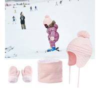 Aramox Ensemble de 3 Chapeaux, écharpe et pour bébé, Accessoires Chauds Tricotés Doublés en Polaire pour Enfants de 1 à 3 Ans (Aramox7kah9164c0-10319775)