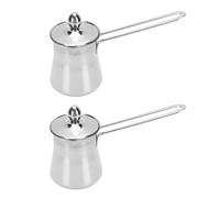 Aramox Ensemble de Cafetière Turque, 2 Pièces Chauffe-lait en Acier Inoxydable avec Longue Poignée pour Préparer du café Grec Arabe 15fl Oz