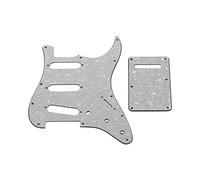 Aramox Ensemble de Pickguard pour Guitare électrique White Pearl PVC Remplacement Professionnel avec 3 Micros à Simple Bobine, Plaque Arrière et Kit de Vis pour Amateurs de Musique et Guitaristes