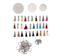 Aramox Ensemble de Trousseau Acrylique, 150pcs Clear Round Blanks avec des Glands et des Anneaux Clés pour L'artisanat, des Décorations, des Souvenirs, un Ensemble de Fabrication de