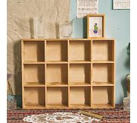 Aramox Étagère de Rangement en Bois pour Figurines d'action, Présentoir de Boîte d'ombre en Bois Massif, 12 Grilles Polies à la Main, Organisateur Rétro pour Chambre à Coucher, Salon, étude (avec