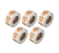 Aramox Étiquettes Autocollantes Rondes en Papier Kraft, 2500 Pièces, Diamètre 2,5 Cm/1 Pouce, Autocollantes, 5 Rouleaux pour Bricolage, Emballage de Cadeaux, Scellage D'enveloppes