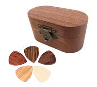 Aramox Étui à Accessoires de Guitare Rétro en Grain de Bois, Boîte à Médiators en Bois Massif sculpté à la Main avec 5 Médiators, Grand Rangement pour, Bijoux, Pièces de Monnaie, Organisateur (1