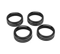 Aramox Garniture de Bouton de Commande de Climatisation en Alliage d'aluminium, 4 Pièces Noires, Finition Brillante Antidérapante avec Ruban Adhésif, Couvercle de Bouton de Console pour 2016 2022