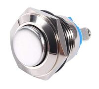 Aramox Interrupteur à bouton poussoir 12 volts, 16mm voiture bouton poussoir momentané étanche en métal ON OFF interrupteur klaxon interrupteur à réinitialisation automatique argent