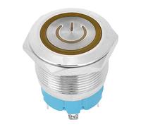 Aramox Interrupteur à Bouton-poussoir Métal étanche à 4 Broches 22 Mm Réinitialisés Capeur à Tête Rond à Tête Plate Auto-réinitialisation de la Plate pour Panneaux de Commande (YELLOW)