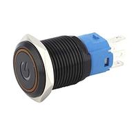 Aramox Interrupteur en Métal Bouton-poussoir Auto-Verrouillage Verrouillage étanche en Acier Inoxydable 16 Mm Trou de Montage de Montage Indicateur de LED pour Applications Industrielles (12VDC)