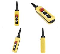 Aramox Interrupteur sur le Bouton-poussoir, 4 Boutons Crue Hoist Pendant le Bassin de Bouton vers le Haut avec Fonction d'arrêt d'urgence, étanche, Matériau Plastique ABS, Contrôle des