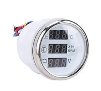 Aramox Jauge de Température D'Eau 52 Mm, Compteur Numérique 3-en-1 Température Eau Voltmètre avec Affichage rétroéclairé Bleu pour Camping-car, Camion, Bateau (Cadran blanc capuchon argenté)