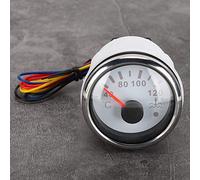 Aramox Jauge de température d'eau, jauge de température d'eau de Refroidissement 2 Pouces 40-120 20 Alarme Intelligente IP67 étanche 12V/24V 0-190ohm capteur UE[Cadran Blanc]