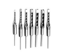 Aramox Jeu de 7 Forets à Trous Carrés, Ciseau à Mortaiser pour le Travail du Bois en Acier au Carbone 1 4 à 5 8 Pouces CNC Finition Lisse Rainure en U pour Machine à Mortaiser les Menuisiers (7PCS)