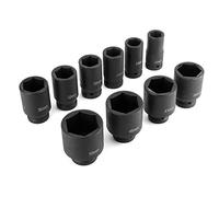 Aramox Jeu de Douilles à clé à 6 Points, 3/4 Pouces, en Acier chromé et Molybdène, Douilles Métriques à Impact Profond pour la Réparation Automobile et l'utilisation en Atelier, 10 Pièces