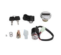 Aramox Kit de Couvercle de Gaz de Commutateur d'allumage en Alliage Métallique ABS, Ensemble de Bouchons de Carburant avec 2 Clés, Bouchon de Réservoir de Verrouillage de Casque pour Dax Skyteam ST50