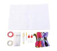 Aramox Kit de Démarrage pour Toile à Point D'aiguille avec Tissu en Lin, | Comprend 6 Toiles de Lin Vierges, 24 Fils Colorés, 10 Aiguilles, Ciseaux, Enfile-aiguilles, pour la Broderie, le Tricot et