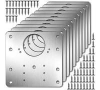 Aramox Kit de Plaques de Réparation de Charnière d'armoire Supports de Réparation de Charnière en Acier Inoxydable 10 Pièces 90 X 90 Mm avec Vis Multi-trous Adaptés aux Portes de Meubles de Placard
