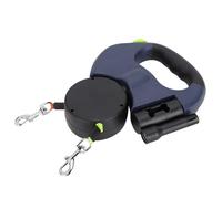 Aramox Laisse pour Chien à Double Tête, Laisse en Nylon Réfléchissant éclairée par LED avec Fonction Pivotante à 360 Degrés pour Deux Chiens (Gris foncé)