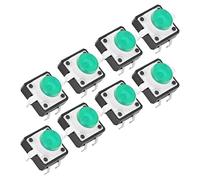 Aramox LED d'interrupteur Tactile à Bouton-poussoir, Matériau ABS, Résistance à la Température élevée de 200 ° C, Adaptée aux équipements de Télévision et Audio, 6 Broches (GREEN)