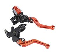 Aramox Levier de frein de moto, moto universelle 1 paire 7/8 "(22mm) frein de guidon ATV maître-cylindre d'embrayage leviers de réservoir(Orange)