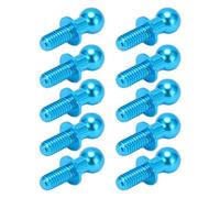 Aramox Lot de 10 Tiges de Liaison à Vis à Tête Sphérique RC en Alliage d'aluminium avec Surface Polie Légère pour Mise à Niveau de Direction de Voiture TT01 TT02 RC (Blue)