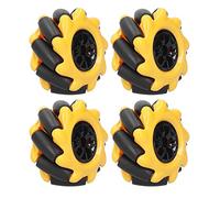 Aramox Mecanum Wheel Roue Omnidirectionnelle en Caoutchouc ABS 48 Mm 2 Paires pour Moteur TT Smart Robot Car Composants de Jouets pour Projets de Robotique de Blocs de Construction (Deux Paires)
