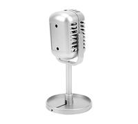 Aramox Microphone Classique, Microphone Léger en Plastique pour la Pratique du karaoké et de la Danse, Design Réaliste 3,1 X 6,5 Pouces pour Les Enfants et la Photographie (Silver)