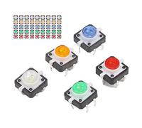 Aramox Mini Interrupteur de Bouton-poussoir momentané avec Lumière LED, 50pcs Régler 5 Couleurs pour les Interrupteurs Tactiles de Voiture, Pratique pour la Voiture