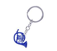 Aramox Mini Porte-clés, Pendentif en Forme de Corne Française en Métal Bleu, Coffret Cadeau Exquis, Idéal pour les Amateurs de Musique et les Amis, 3x2,5 Cm (Porte-clés Cor Français Bleu)