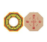 Aramox Miroir de Bagua Concave, Miroir de Richesse Feng Shui pour Entreprise à Domicile, Invitation de Richesse, Protection en Plein Air, Symboles Anciens, Matériau en Bois, 4in 6in Convex Concave