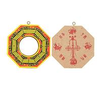 Aramox Miroir de Bagua Concave, Miroir de Richesse Feng Shui pour Entreprise à Domicile, Invitation de Richesse, Protection en Plein Air, Symboles Anciens, Matériau en Bois, 4in 6in Convex Concave