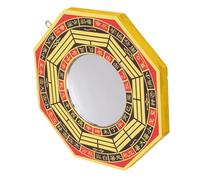 Aramox Miroir de Bagua Concave, Miroir de Richesse Feng Shui pour Entreprise à Domicile, Invitation de Richesse, Protection en Plein Air, Symboles Anciens, Matériau en Bois, 4in 6in Convex Concave