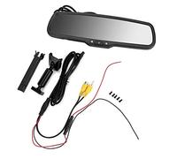 Aramox Moniteur de rétroviseur, moniteur de gradation automatique de miroir de rétroviseur de voiture 4.3inch avec le noir de came de tiret de miroir de support