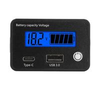 Aramox Moniteur Numérique de Tension de Batterie, Compteur de capacité de Batterie LCD avec USB Type C 8 V à 30 V pour Voiture RV Bateau, Protection contre l'inversion de polarité, Mémoire