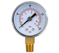 Aramox Mont Inférieur du Manomètre, Boîtier Extérieur en Métal avec Couvercle de Cadran Transparent, Type de Pointeur à Double échelle pour Une Mesure Précise, 1/8 Pouce BSPT (0-160psi, 0-11bar)