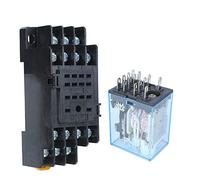 Aramox MY4NJ HH54P Relais de Puissance de la Bobine AC110V 14 Broches de Puissance électromagnétique avec Base de Relais pour les Appareils de Maison Industriels (DC24V)