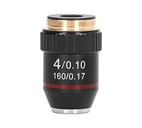 Aramox Objectif de Microscope Achromatique Lentille de Microscope en Cuivre 4X RMS Filetage de 20,2 Mm Longueur de Tube de 160 Mm Visualisation Claire pour Les Microscopes Biologiques Étude