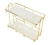 Aramox Organisateur de Comptoir de Salle de Bain, étagère de Maquillage à 2 Niveaux, Conception en Fer Blanc doré, Solution de Rangement Polyvalente pour Cosmétiques et Serviettes (L) (S)