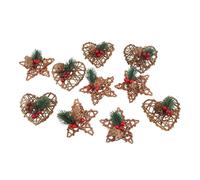 Aramox Ornement de Pomme de Pin, 10 Pièces, Pics de Noël avec Baies Rouges et Tige en Bois pour Couronne, Pièce Maîtresse, Bouquet et Décoration de Vacances