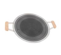 Aramox Pan de Grill Coréen Rond avec Poignées en Bois Légèrement Adhérente aux Pâtes Grillées et Frites, Idéal pour les Réunions Familiales (38 cm)